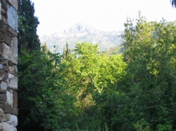 View of the beautiful green Nightingale valley and Mount Lazarus.