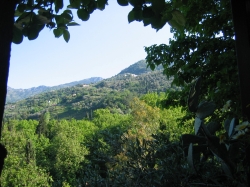 View of the mountain village Manolates and Mount Lazarus.